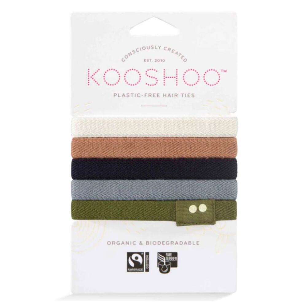 Kooshoo Hair Ties Organic Cotton Plastic-Free Set of 5